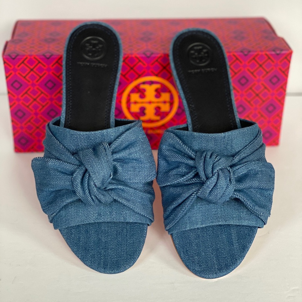 TORY BURCH Annabelle Bow Slide Denim Chamb… - Picture 10 of 15